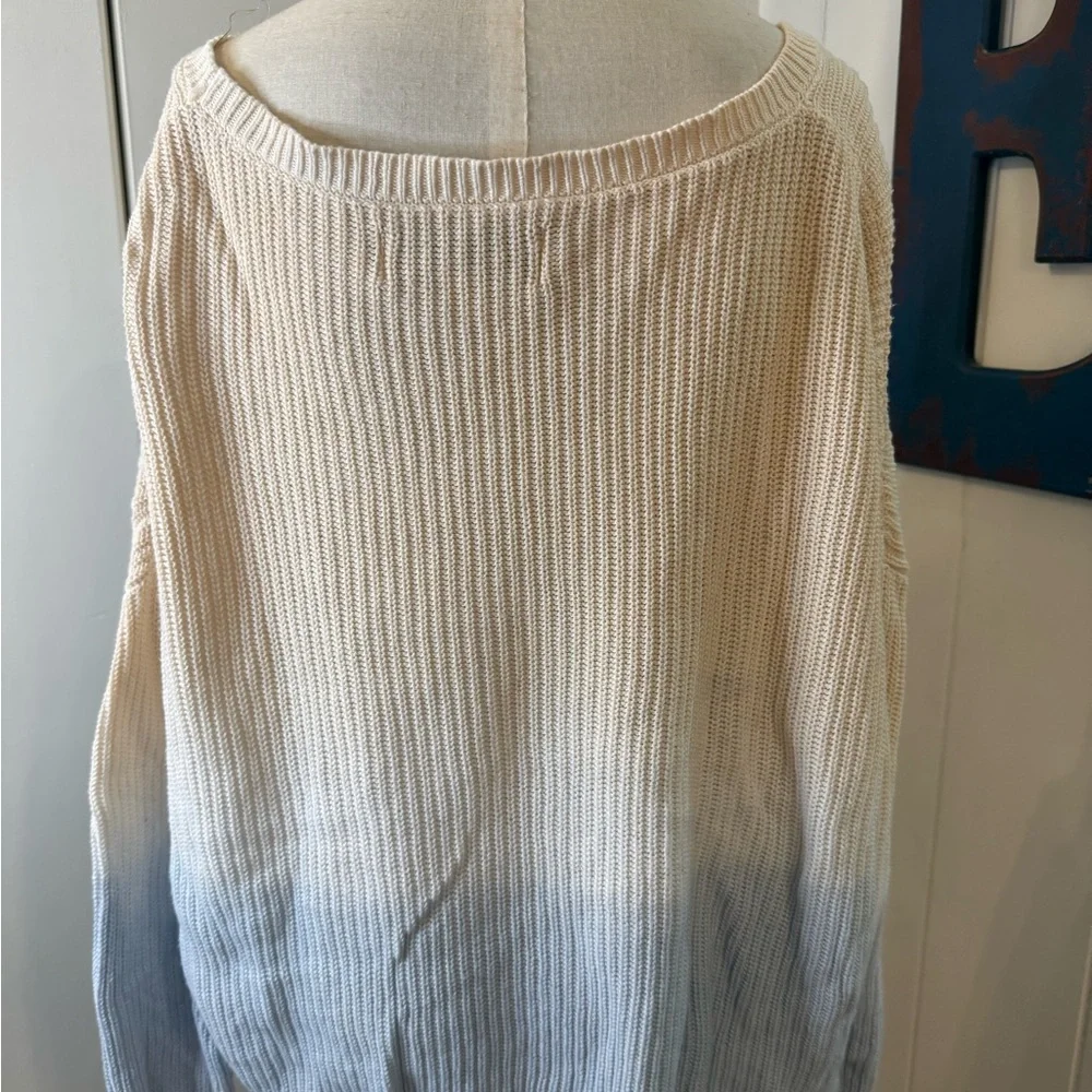 Vintage Havana Beige and Blue Ombre Sweater with Beaches Sz M - Picture 3 of 4